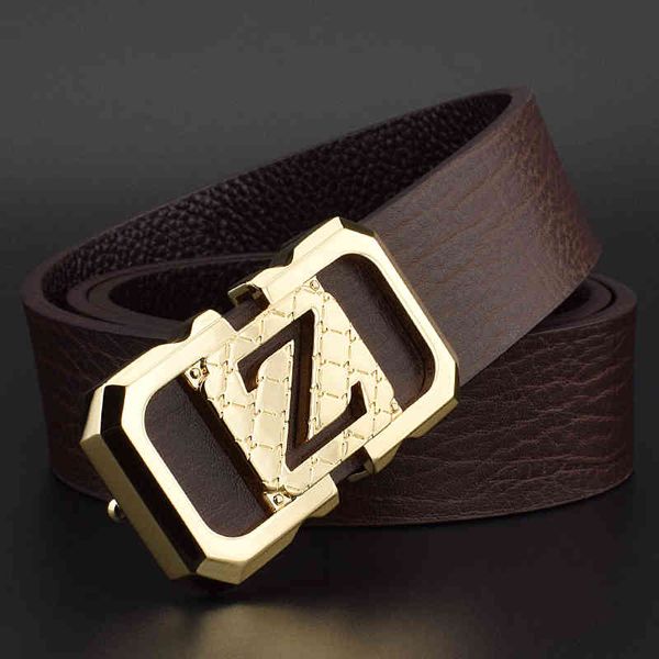 

brand belt 2021 new men's belt fashion leather smooth buckle leisure korean formal suit trouser z letter, Black;brown