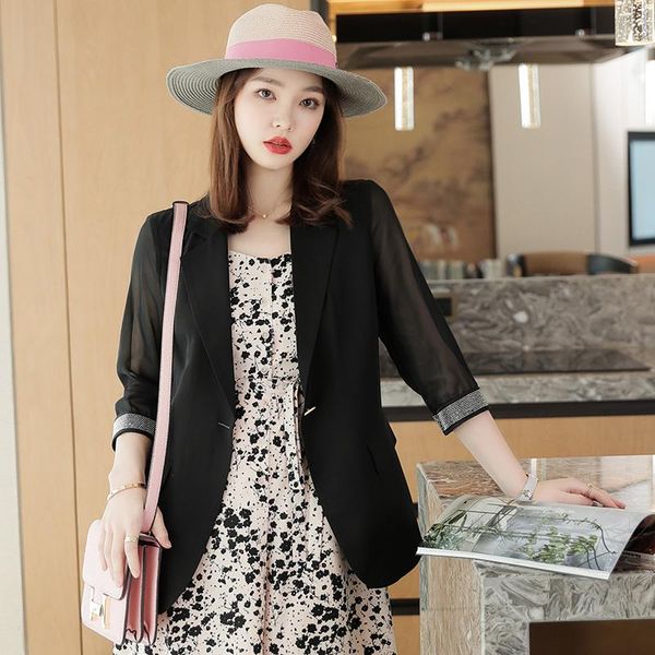 

women's suits & blazers ladies office fashion ol styles half sleeve summer spring jackets coat for women business professional outwear, White;black