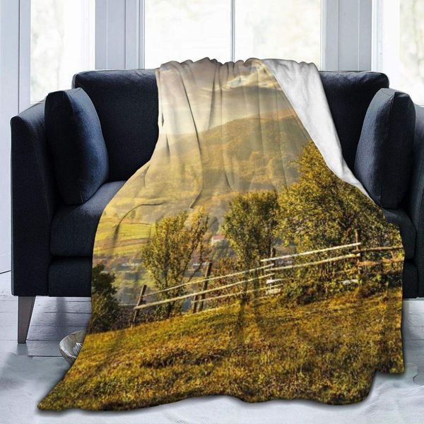 

Ultra-Soft Micro Fleece Blanket,Fence Near The Path On The Hillside,Home Decor Warm Throw Blanket for Couch Bed,60"X 50"