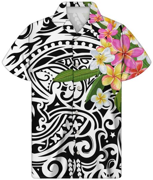

men's casual shirts forudesigns polynesian style plumeria flower men summer printing breathable arrival lightweight clothes homme, White;black