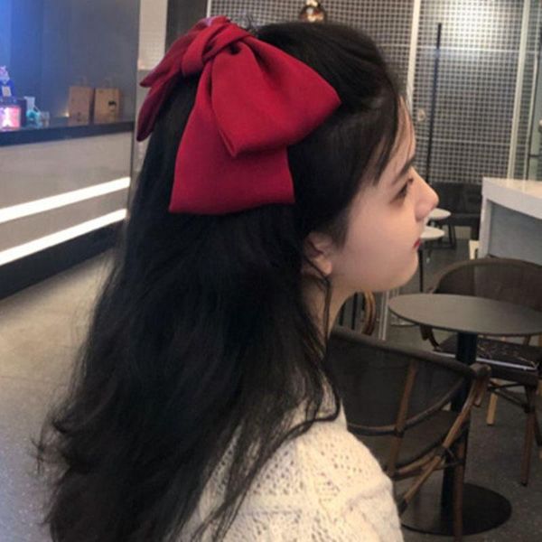 Fashion Chiffon Big Bow Hairpin Cute Red Barrette Pink Hair Clip Women Duck Hairgrip Coreano Oversize Floral Accessorie Clips Barrettes