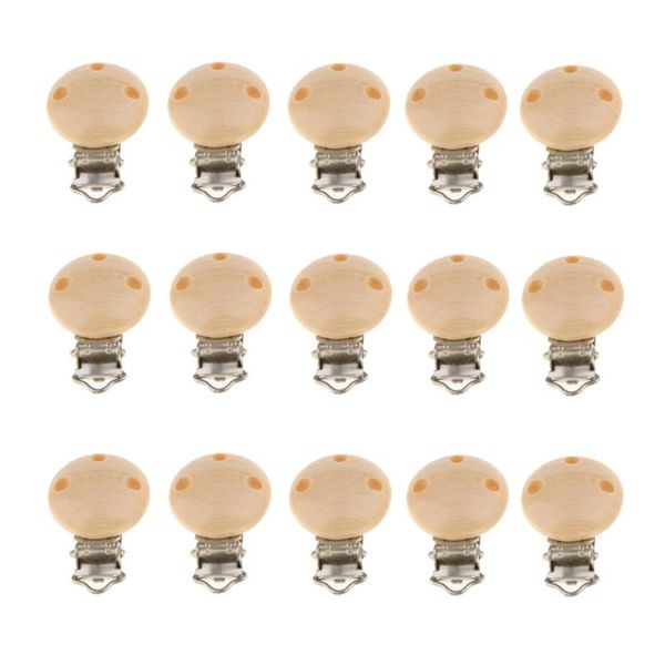 

15pcs round holes wooden dummy pacifier clip for infant baby pacifiers#