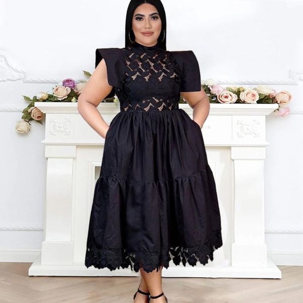 

plus size dresses black dress see through sleeveless women a line patchwork evening birthday party gowns outfits for ladies 3xl