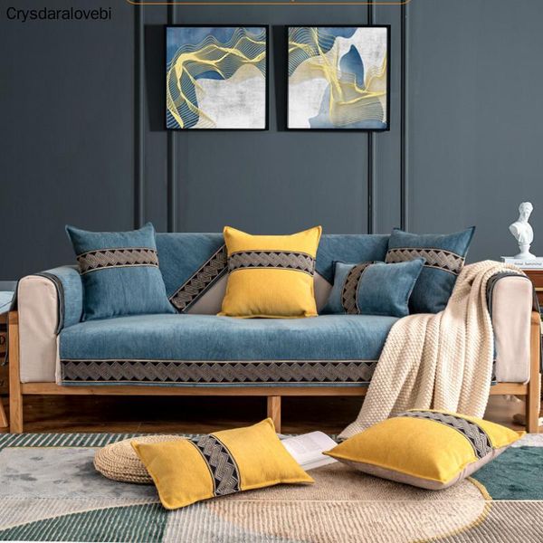 

chair covers nordic sofa for living room solid slipcover non-slip couch cover chenille corner towel embroidery seat pad