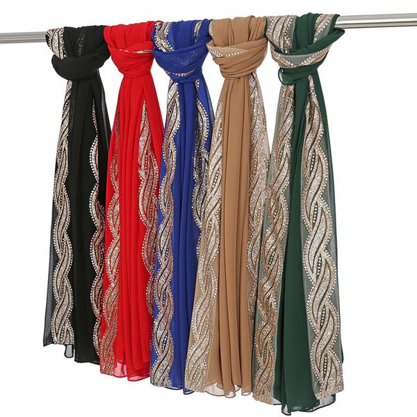 

fashion bling bling lurex floral chiffon hijabs shawls scarves muslim ladies headscarf turbans bufandas muslim head wraps snood, Blue;gray