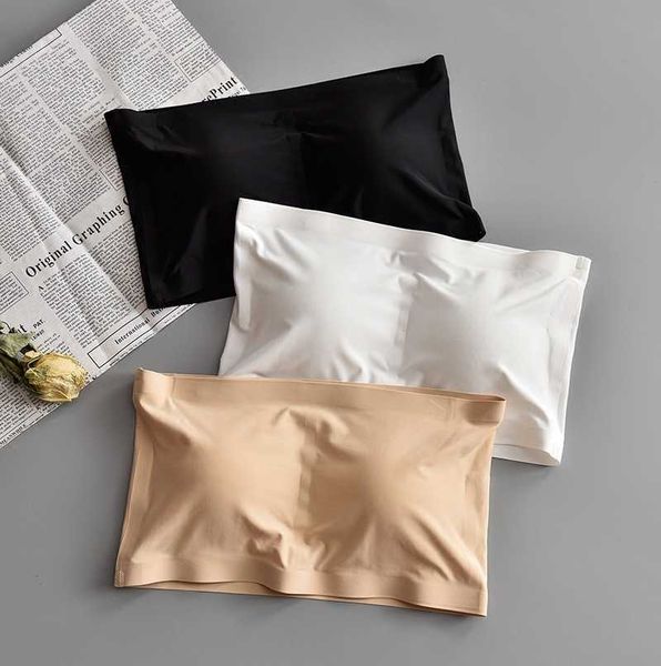 

short bra underlay strapless gathered beautiful back girl anti light belt, White