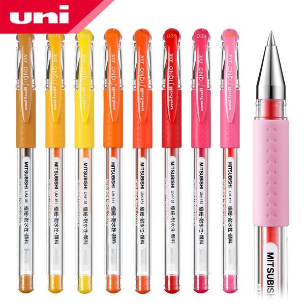 

gel pens 8pcs uni color pen um-151 0.5mm student writing business office classic water-based 17 colors optional smooth