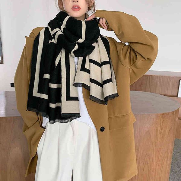 

70% off design striped scarf women's air conditioning shawl autumn and korean version dual-purpose double-sided thickened warm imitatio, Blue;gray