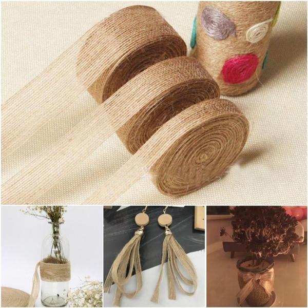 

decorative objects & figurines natural jute hessian burlap ribbon roll vintage wedding party decor craft belt