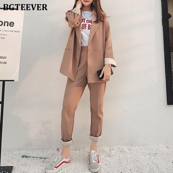 

ladies casual pant suit 2 pieces set women long sleeve blazer & elastic waist pants 2021 autumn female women's suits blazers, White;black