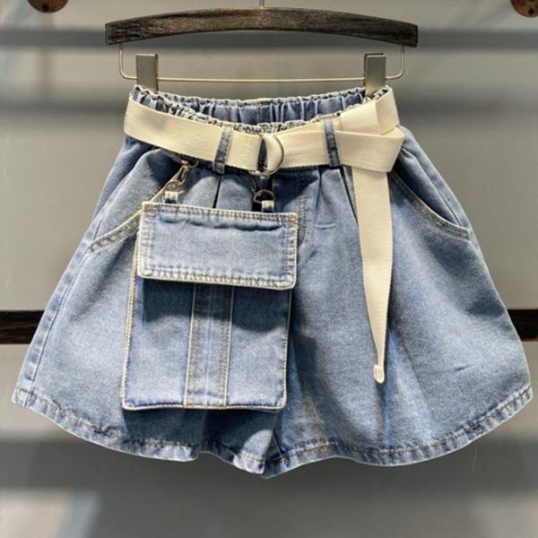 

plus size 5xlwide leg jeans shorts women casual high waist loose a-line women's, White;black