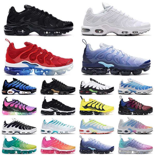 

2021 tn plus mens running shoes triple white black hyper blue voltage purple worldwide men women trainer sports sneakers