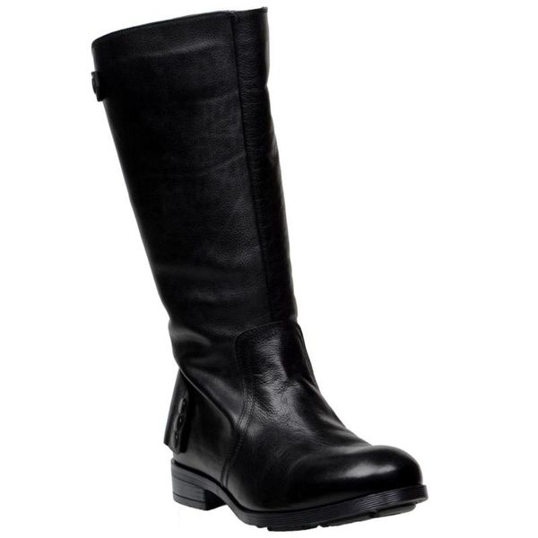 

boots footcourt- black men's long genuine leather knee high for men motorcycle zipper handmade biker by etor