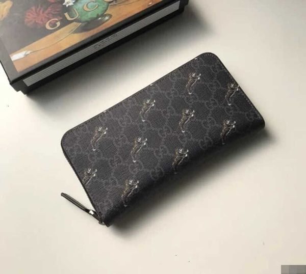 

holders brand designer luxury 451273 long zipper bag men's cases bag leather long wallets chain wallet pouches key purse card clutch, Black;red