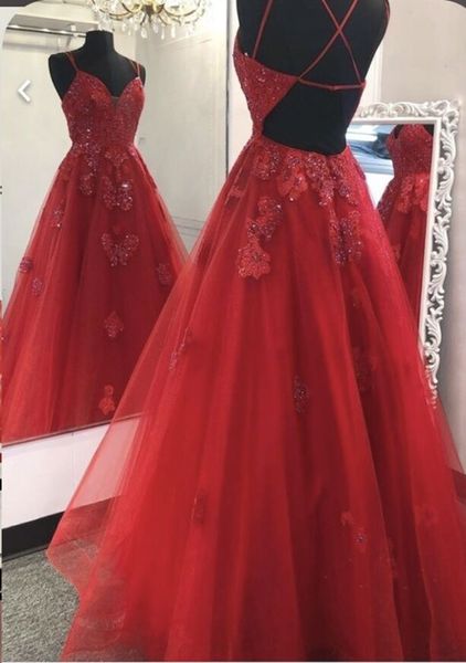 Vermelho longo vestido de baile uma linha tulle laço backless chão comprimento mangas vestido de festa alfaiate feito tamanho disponível