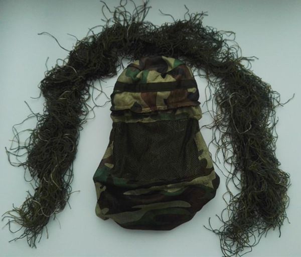 

hunting sets 2021 grass type sniper tactical camouflage headvie hood cap and rifle rope for ghillie suit cloth 568t, Camo