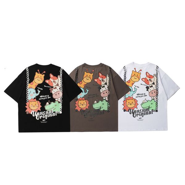 

fashion t shirt impass cartoon animal short sleeve, White;black