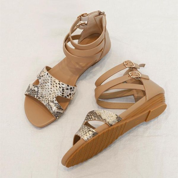 

sandals women shoes summer comfort beach casual ladies plus size snakeskin female, Black