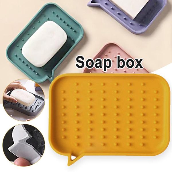 

soap dishes punch-silicone box non-slip dishs mount rack storage for bathroom