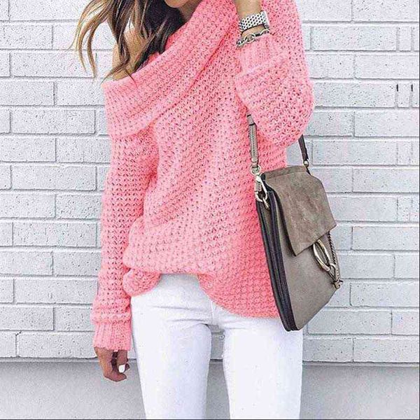 

autumn womens sweater off shoulder women pullover warm winter knitted ladies long sleeve loose female, White;black