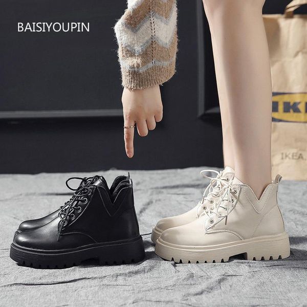 

fashion ankle boots women winter shoes classics cross-tied casual student solid black 4.5cm high heels female pumps dress