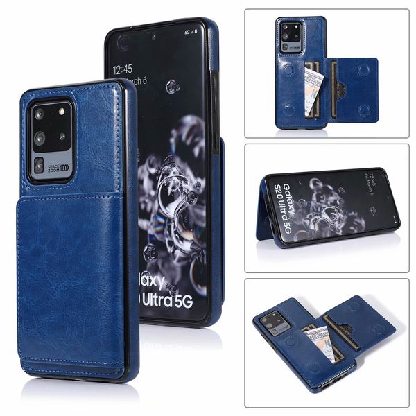 Custodie in pelle flip Magentic con slot per schede per iPhone 13 Pro Max 12 Mini 11 XR X 8 Plus Samsung S10 S20 S21 Ultra Note 20 A10 A30 A50 A70 Huawei P40 Mate 40