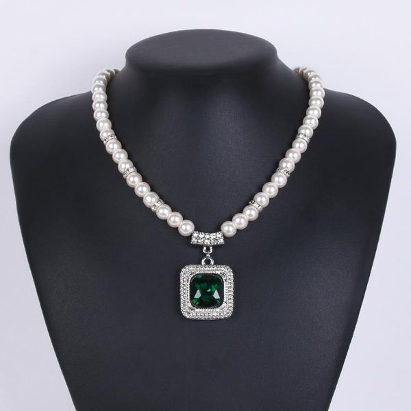 

pendant necklaces pearl gem necklace zircon accessories fashion jewelry grandmother for women howaway, Silver