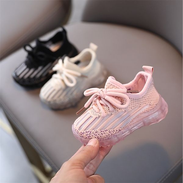 AOGT Spring Baby Shoes For Girl Boy Soft Confortable Infant Sport Shoes Tricot respirável antiderrapante Tênis infantil 210326