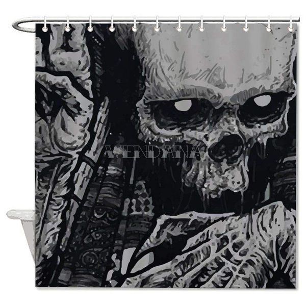 

dark fantast skeleton skull occult horror creepy spooky scary halloween shower curtains decorative polyester waterproof bath