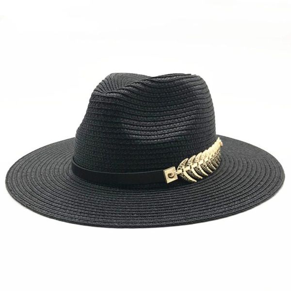 

wide brim hats summer british belt vintage trilby flat brimmed straw hat shading sun lady fashion beach jazz, Blue;gray