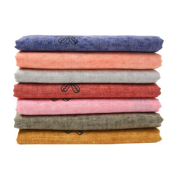 

cotton, linen, multi-colored lady's baotou muslin scarf scarves, Blue;gray