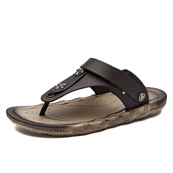 

2021 arrival summer beach slippers men flat flip flops outdoor fashion sandals black grey flop size 39-44 21wt-8852-1