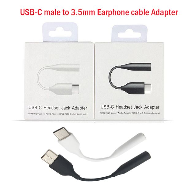 

original usb-c to earphone cable adapter 3.5mm type c headset jack audio male / female for samsung note 10 20 plus s10 s20 s21 with retail p