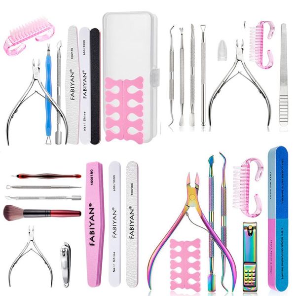 

professional nails scissors for manicure cuticle pusher nippers cutter gel polish tweezers finger dead skin remover art tool set nail kits