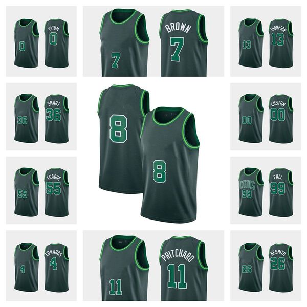 

men team basketball jerseys green 36 smart 55 teague 99fall 4edwards 11pritchard 7brown, Black;red