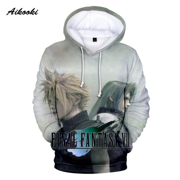 

men's hoodies & sweatshirts hoodie final fantasy vii game tracksuits males polluvers casual letter, Black