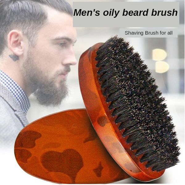 

pro camouflage hard round wood handle comb beard brush boar hair bristle travel use mustache styling tool for men y0509 eyelash curler