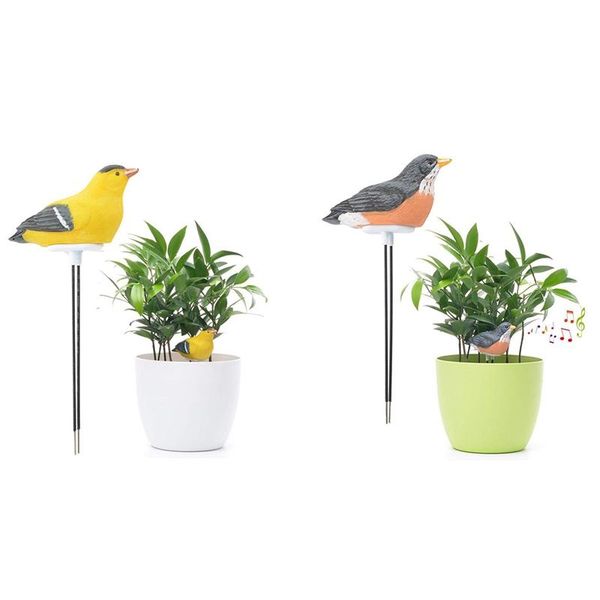 

2x soil moisture meter watering alarm bird plant water tester hygrometer sensor gardening tool kit (yellow&black) ph meters