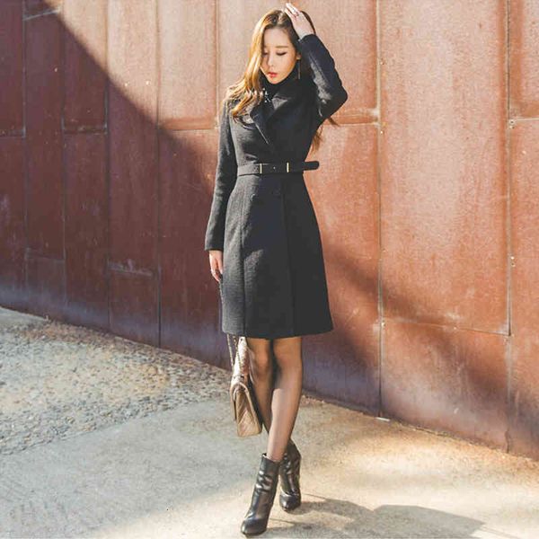 

arrival quality form comfortable coarse women coat professional temperament outdoors long, Black