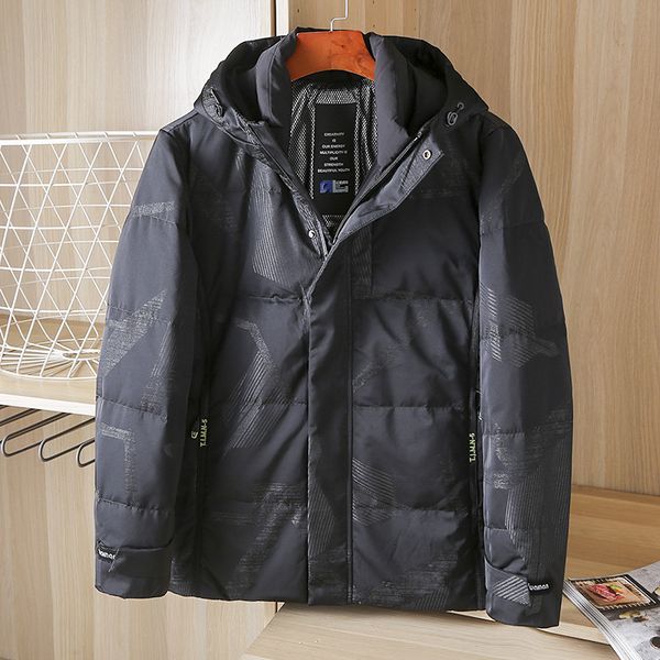 

men's cloth removed from the cabinet in winter thickened men's short stand collar hooded down et youth 1114, Black