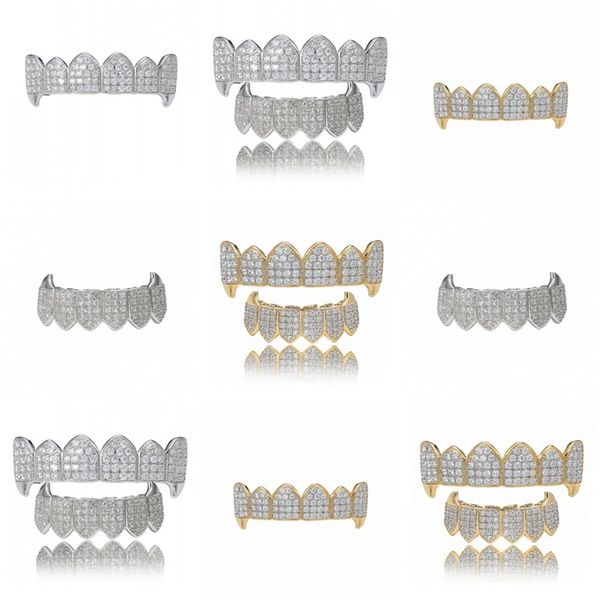 

hip hop iced out cz mouth teeth grillz caps bottom grill set men women vampire grills 196 r2, Black