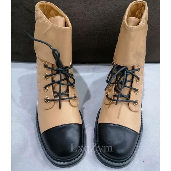 

boots plaid luxury women button ankle botas round toe flat heel short booties female lace up white shoes ladies, Black