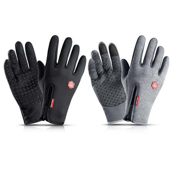 

warm cycling bike gloves thermal outdoor sports mitten touchscreen winter biking portableÂ dustproof parts, Black