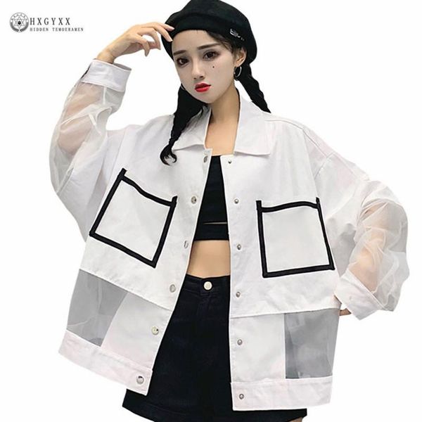 

women's jackets vintage harajuku jacket women summer coat pockets sun protection windbreaker white long sleeve loose sunscreen street w, Black;brown