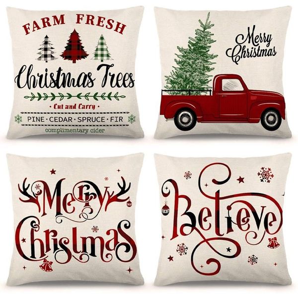 

pillow case christmas covers farmhouse holiday rustic linen for decorations