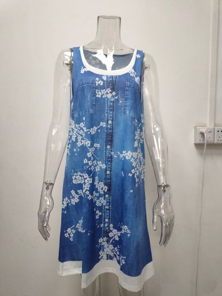 

4xl plus size women floral print dress summer casual fake two piece 3d digital printing sundress women's o-neck robe dress femme, Black;gray