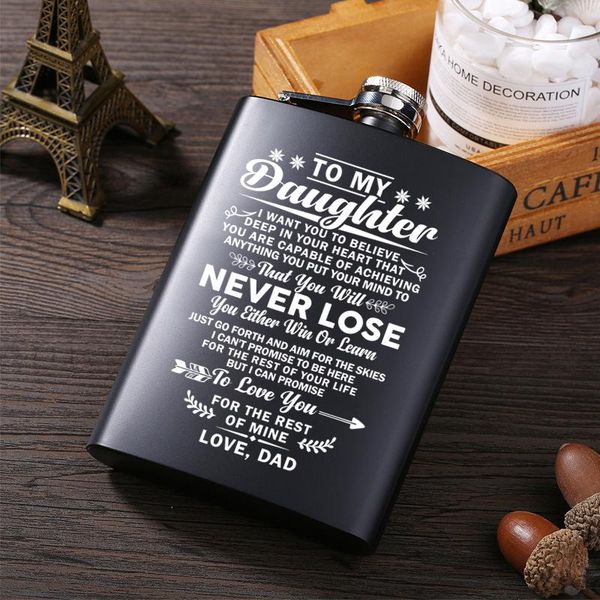 

dad to my daughter hip flask for alcohol bottle portable wine cup funnel flagon whiskey pot vodka travel stainless steel c water