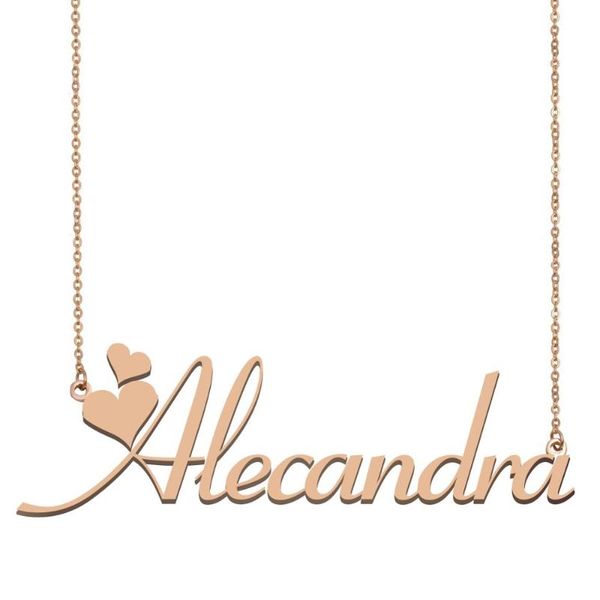 

pendant necklaces alecandra name necklace, custom nameplate necklace for women girls friends birthday wedding christmas mother days gift, Silver