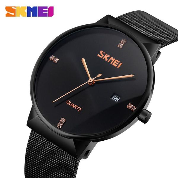 

wristwatches skmei fashion mens watches watch men stainless steel 3bar waterproof quartz relogio masculino 9164, Slivery;brown