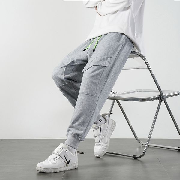 

casual long men's spring and autumn korean version trendy loose boys' sports legged grey guard pants, Black